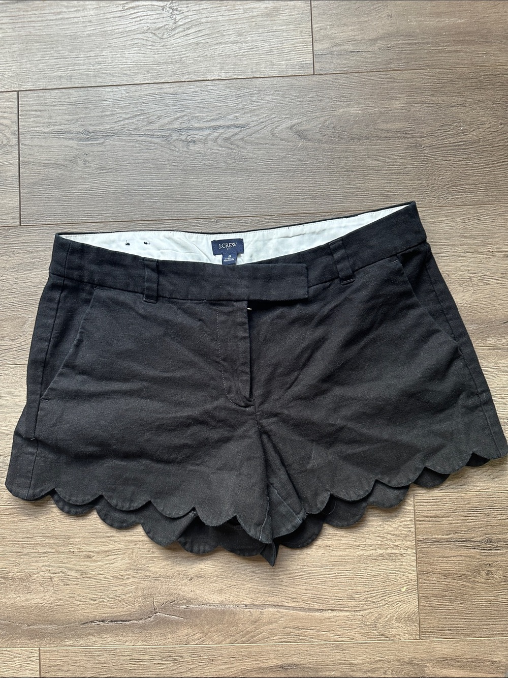 J. Crew Black Scalloped Hem Women's Bermuda Shorts